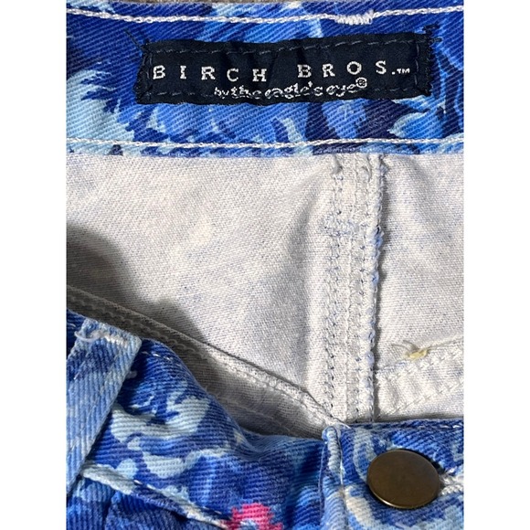 Vintage 90s Blue Floral Denim High Waist Button Front Mini Skirt Size 6 - Picture 6 of 9